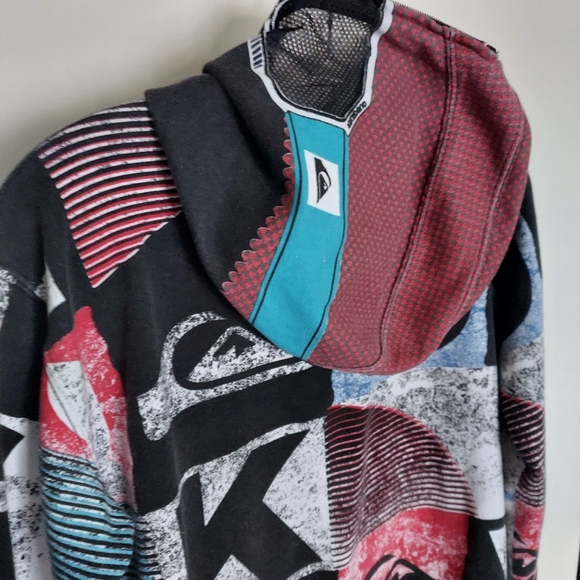 Quicksilver Over The Face Full Zip Mesh Eye Goggles Hoodie Boys Youth Size 12-14 - Picture 5 of 7